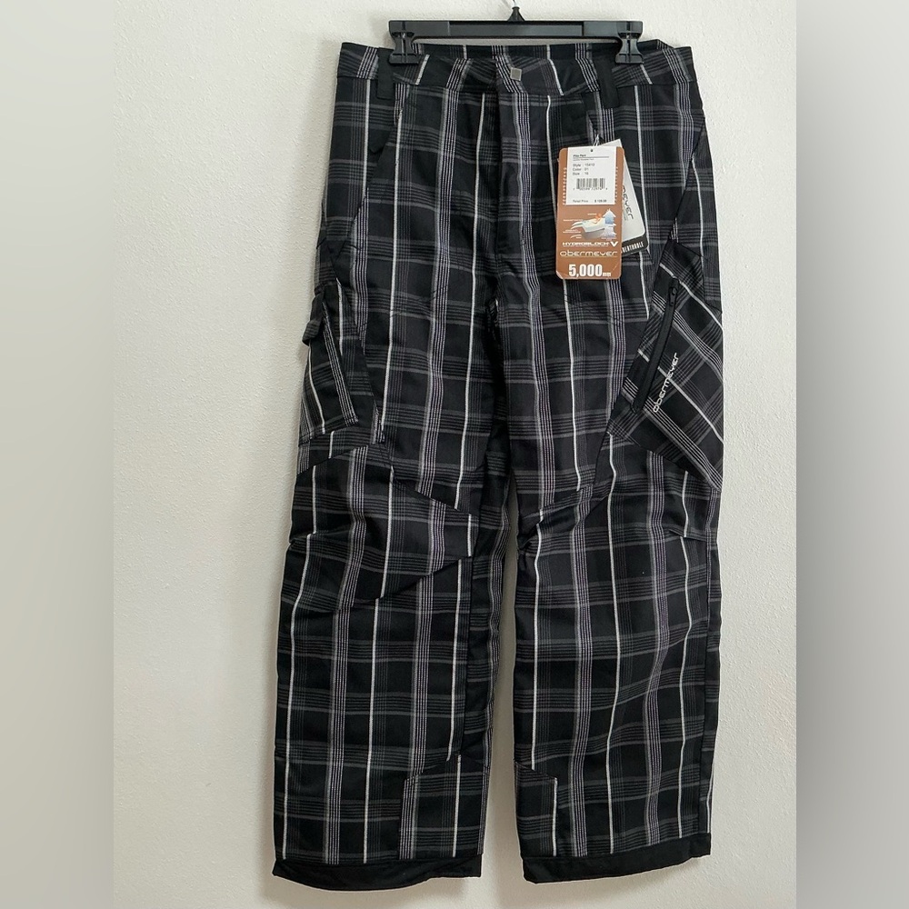 Obermeyer Black and White Checkered  Snow Sking Tech Pants NEW Size 16